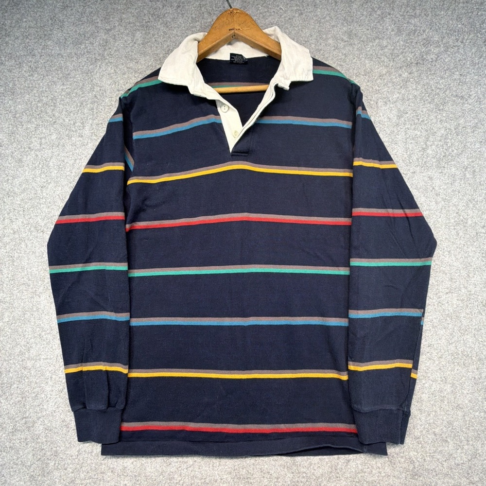 Vintage GANT Rugby Rugger Shirt Men's Medium Blue Striped Made In USA 90s